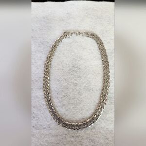 Vintage Silver Tone Double Heavy Duty Chain Necklace